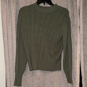 Olive Green Cable Knit Sweater Luxe by Tricot